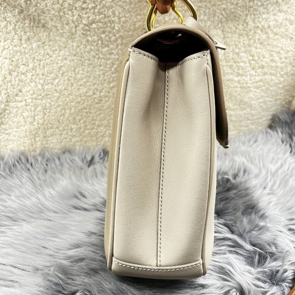 Burberry DK88 Medium Trench Calfskin Top Handle Bag Limestone Honey EUC - Picture 5 of 16